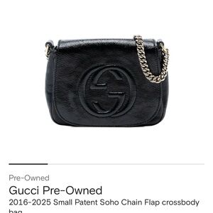 Gucci Black small Patent Soho Chain Flap Crossbody Bag